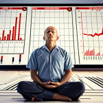 **Image Prompt:** A calm investor meditating amidst a turbulent stock market chart. Focus on serene expression and a background of fluctuating graphs. Keywords: mindfulness, investing, peace, financial stability.