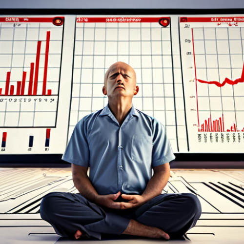 Home 11 **Image Prompt:** A calm investor meditating amidst a turbulent stock market chart. Focus on serene expression and a background of fluctuating graphs. Keywords: mindfulness, investing, peace, financial stability.