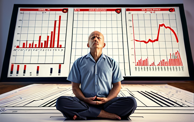 **Image Prompt:** A calm investor meditating amidst a turbulent stock market chart. Focus on serene expression and a background of fluctuating graphs. Keywords: mindfulness, investing, peace, financial stability.