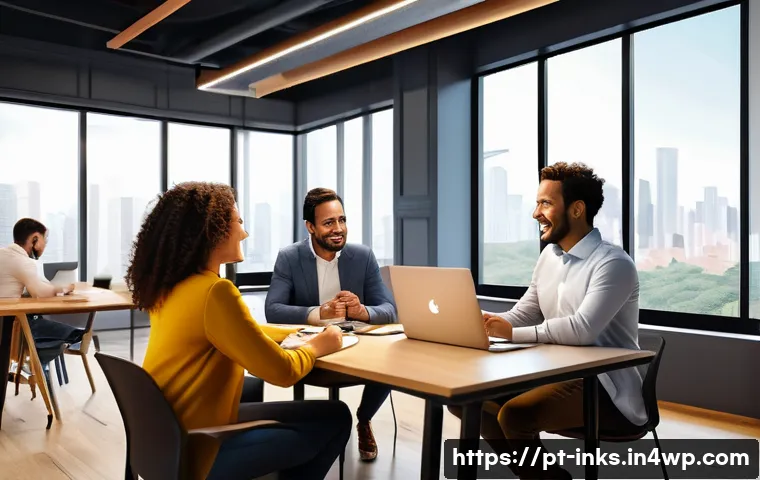 감정적 투자 오류와 투자 커뮤니티의 역할 - A detailed digital illustration of a diverse group of Brazilian investors in a modern coworking spac...